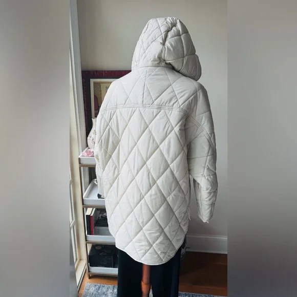 NWT Zara Off-White Quilted Puffer Jacket - Picture 5 of 9